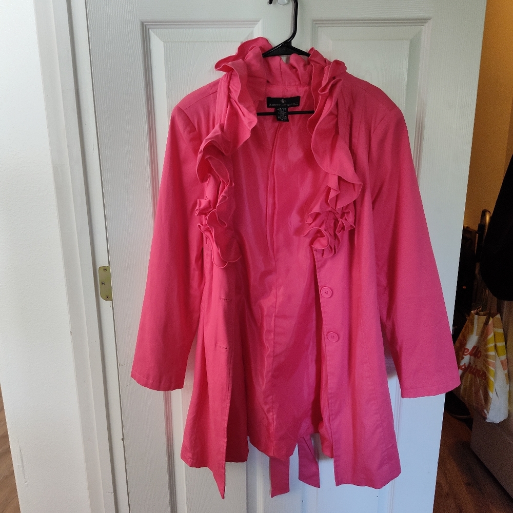 Rain/Spring Bright Pink Ruffled Jacket - image 3
